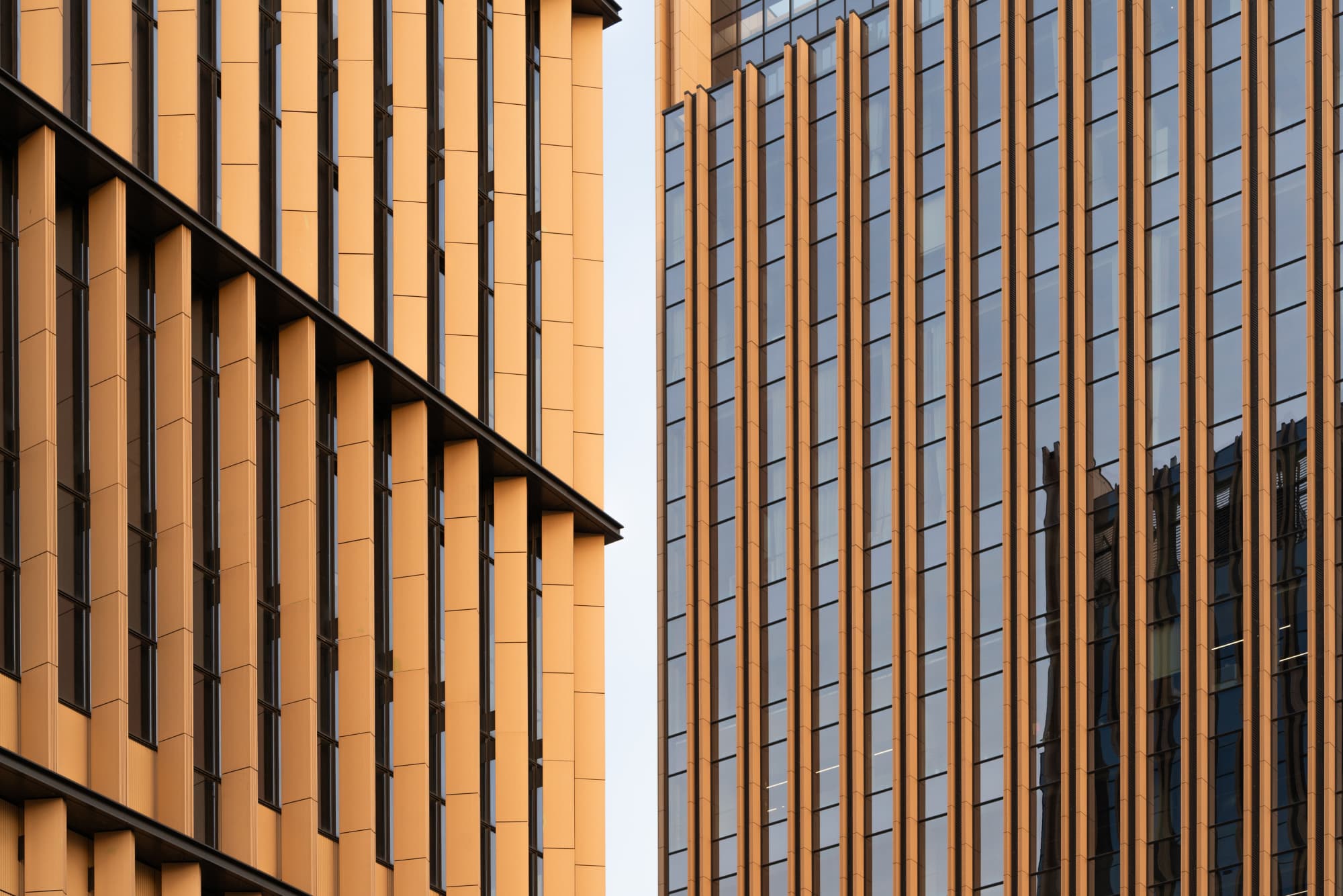 brightly lit urban architecture