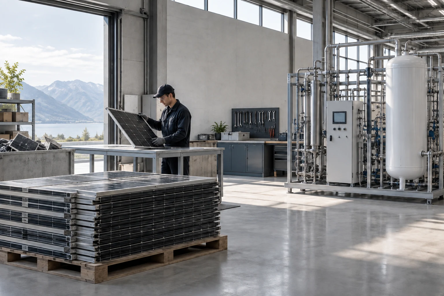 Hydrogen Cube Solar-to-Hydrogen Power System — AI Concept Image