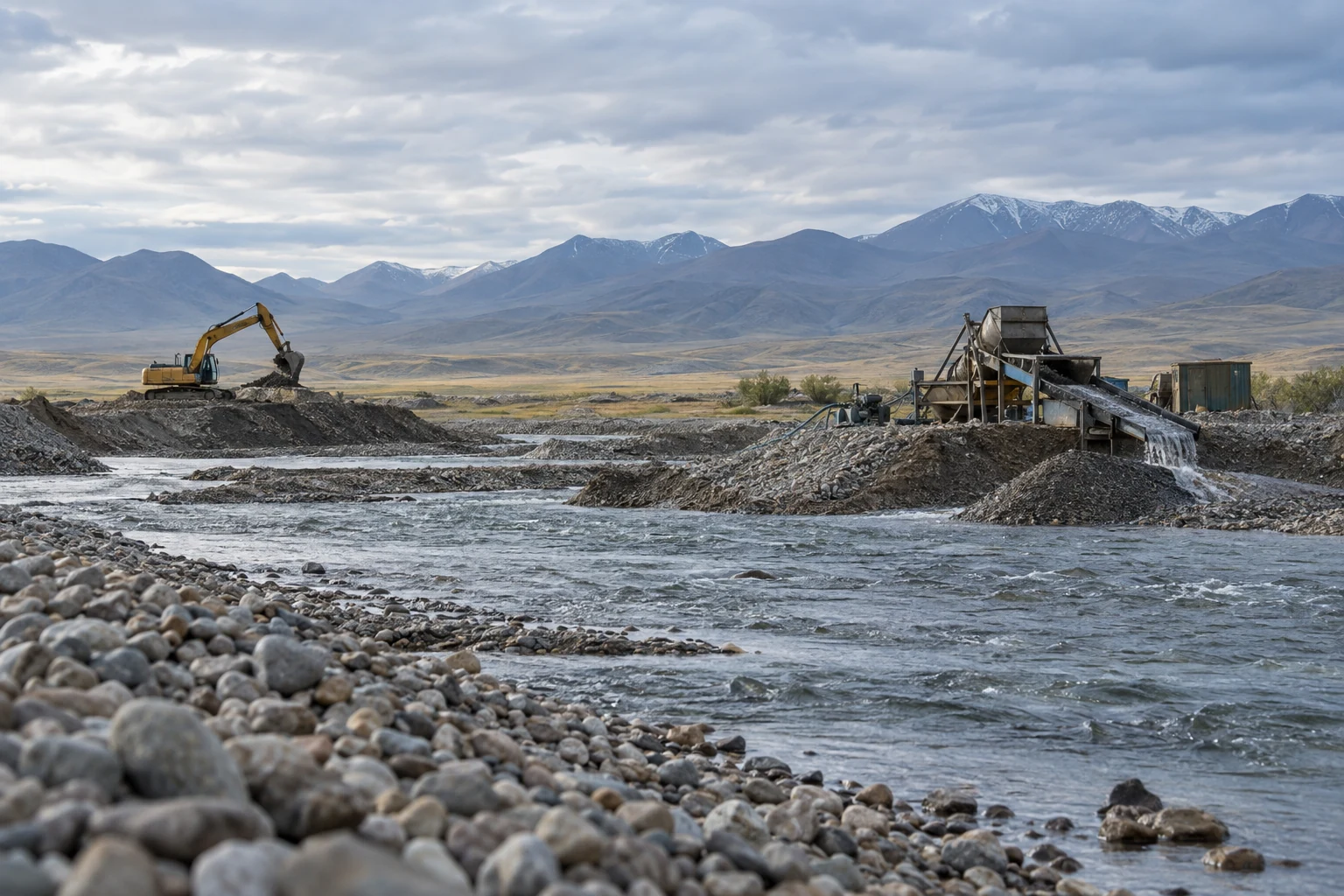 Mongolian Placer Gold Mine — AI Concept Image