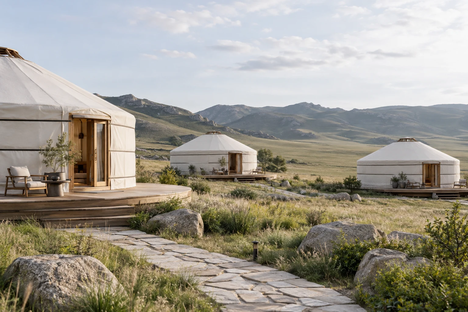 Mongolia Ger Resort — AI Concept Image