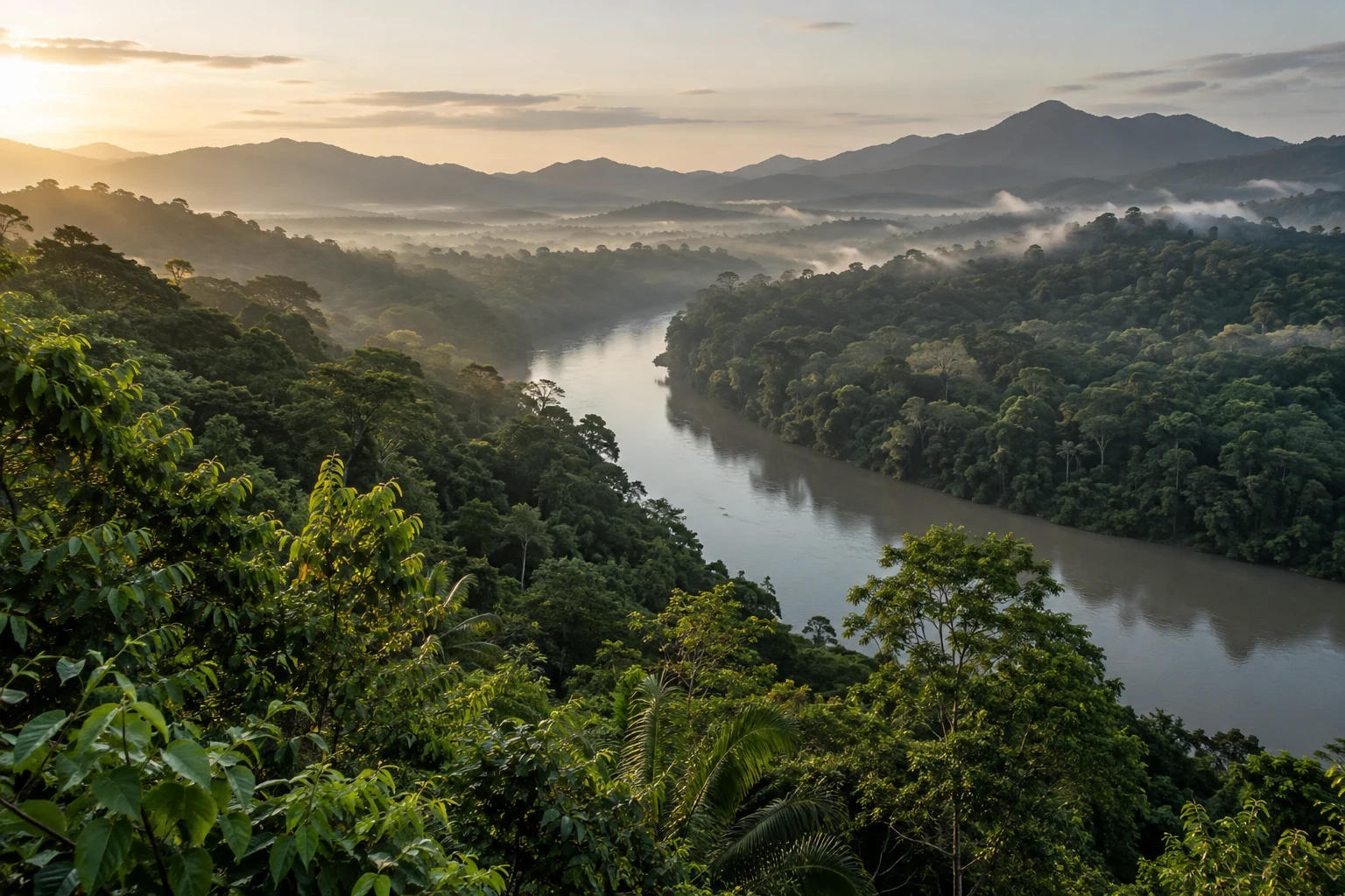 AI-generated landscape representing carbon assets and nature conservation. This photo is not taken at a Peruvian business site.