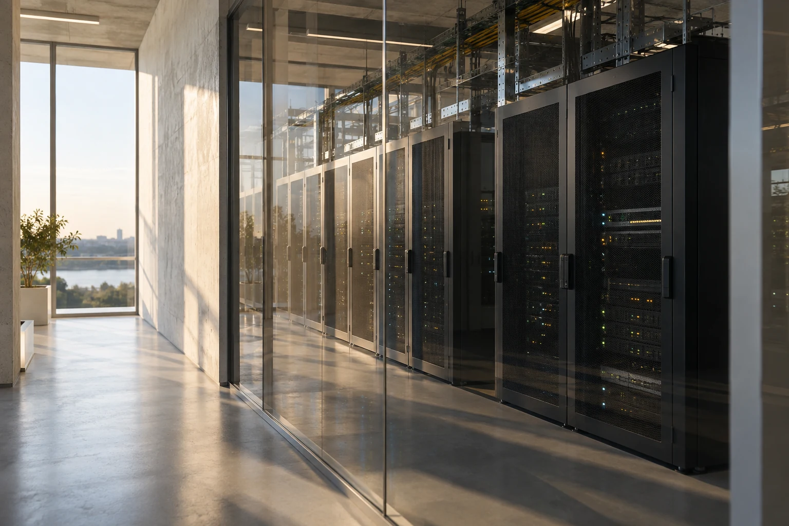 AI-generated concept image expressing AI and data infrastructure. This is not a photo of the actual RWAHUB facility.